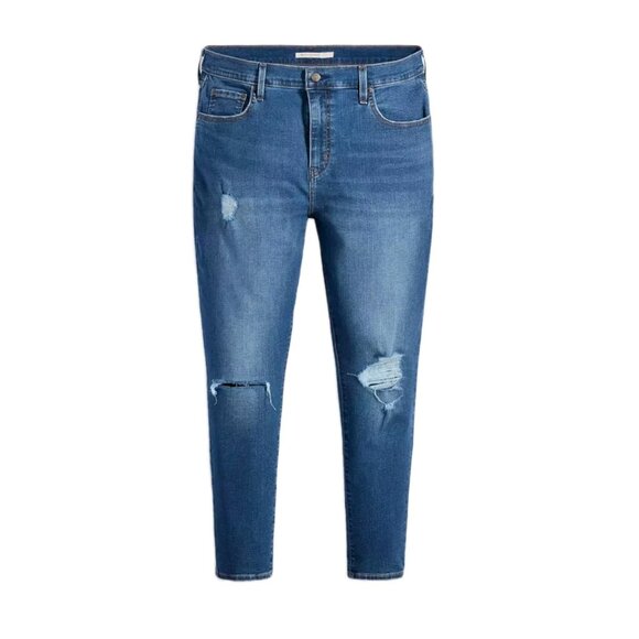 Levi's 721 Blue High Rise Skinny Distressed Denim Jeans Womens Plus Size 22W - Picture 1 of 16